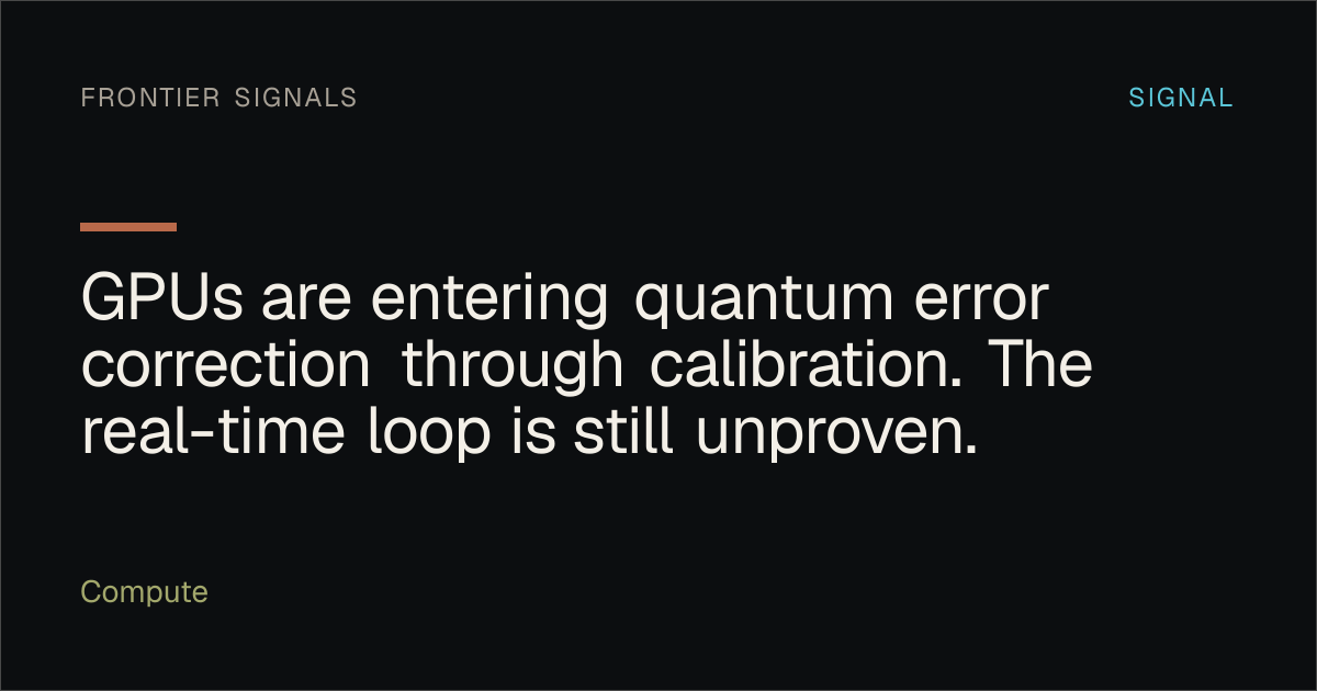 Frontier Signals visual card for the GPU quantum error correction decoding signal.